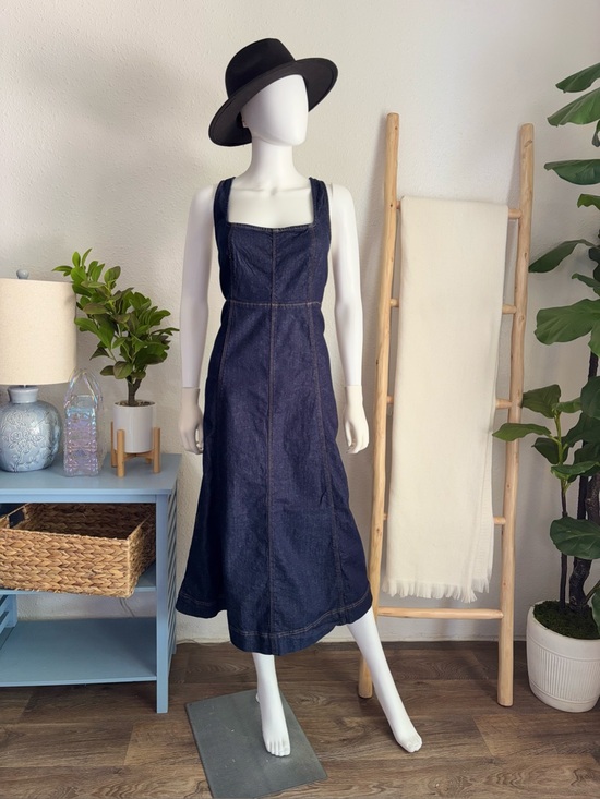 Old Navy Dresses & Skirts - Dark Indigo Denim Midi Dress with Square Neck